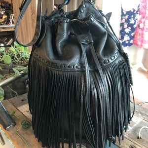Polo Ralph Lauren fringe bucket handbag